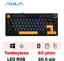 AULA F75 (4883) BÀN PHÍM CƠ GAMING CÓ DÂY (Phiên bản Xanh dương + Trắng + Tím đậm/ Pink switch)