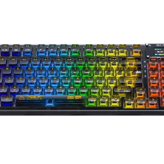 Bàn Phím Cơ Không Dây WIND F98 PRO, LED RGB, 3 Modes, Có Màn Hình Phụ, Núm Xoay, Hotswap 5 chân, Keycap Trong Suốt.